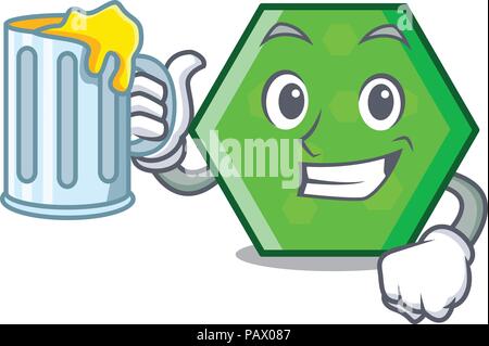 With juice octagon mascot cartoon style Stock Vector