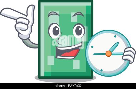 With clock rectangle character cartoon style Stock Vector