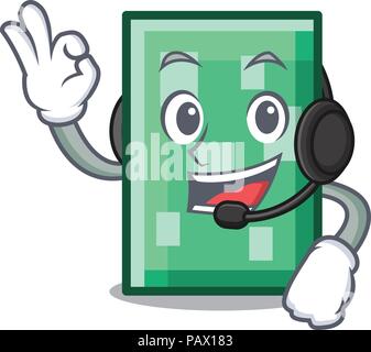 With headphone rectangle mascot cartoon style Stock Vector