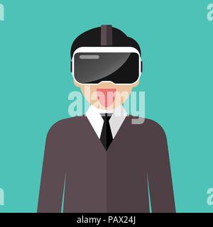 Man wearing virtual reality headset. Vector illustration Stock Vector