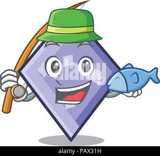 Fishing rhombus mascot cartoon style Stock Vector