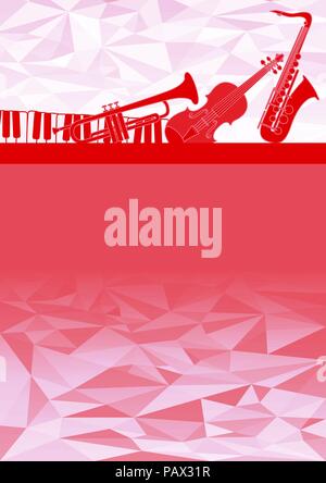 Layout template with Musical instruments and triangle background. EPS10 Vector Stock Vector