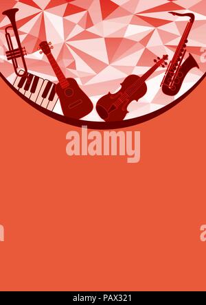 Music instruments gift card Stock Vector