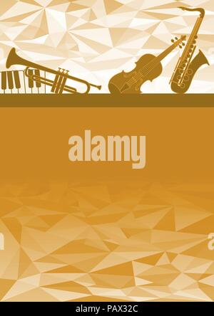 Layout template with Musical instruments and triangle background. EPS10 Vector Stock Vector