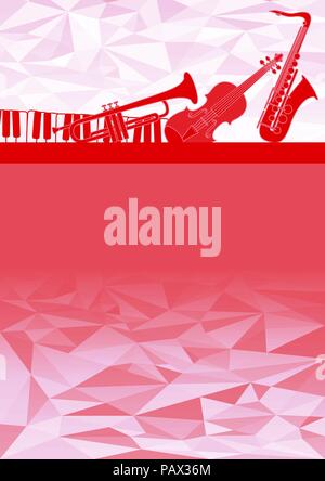 Music instruments gift card Stock Vector