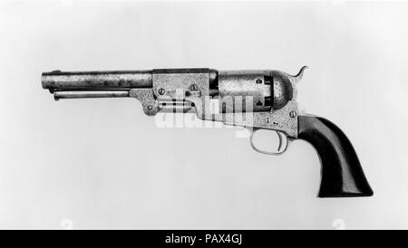 Colt Dragoon Percussion Revolver, Third Model, serial no. 13096. Culture: American, Hartford, Connecticut. Dimensions: L. 14 3/4 in. (37.47 cm); L. of barrel 7 1/2 in. (19.05 cm); Cal. .45 in. (11.4 mm). Manufacturer: Samuel Colt (American, Hartford, Connecticut 1814-1862). Date: 1853.  Samuel Colt presented this revolver to General José Rufino Echenique (1808-1879), president of Peru from 1850 to 1855. Museum: Metropolitan Museum of Art, New York, USA. Stock Photo