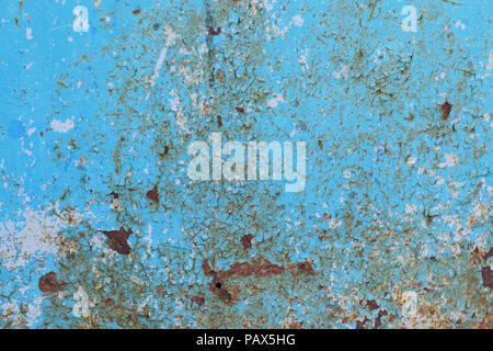 Peeling paint on wall seamless texture. Pattern of rustic blue g Stock Photo
