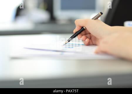 close up. blurred image of a business woman at her Desk Stock Photo
