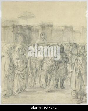 Study for 'The Sultan of Morocco and His Entourage'. Artist: Eugène Delacroix (French, Charenton-Saint-Maurice 1798-1863 Paris). Dimensions: Sheet: 23 1/2 × 19 9/16 in. (59.7 × 49.7 cm). Date: by 1845. Museum: Metropolitan Museum of Art, New York, USA. Stock Photo