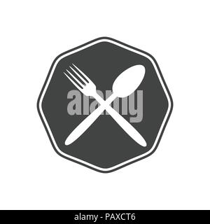 Simple Octagonal Vintage Restaurant Vector Symbol Graphic Logo Design Stock Vector