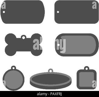 Set of dog tag id badges. Identification labels. Stock Vector