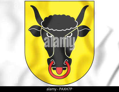 3D Uri Canton Coat of Arms, Switzerland. 3D Illustration. Stock Photo