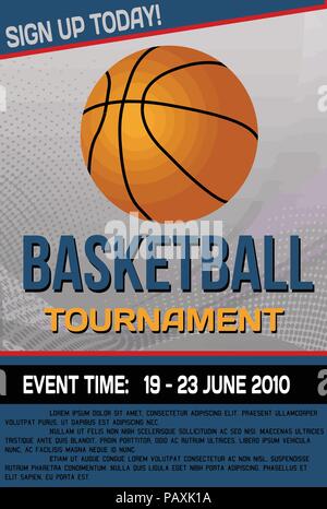 Basketball tournament flyer or poster background, vector illustration Stock Vector
