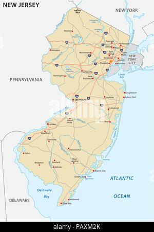 Vector color map of New York state. Usa Stock Photo: 40026327 - Alamy