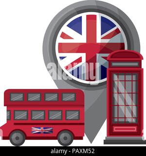 bus transport of great britain with set icons Stock Vector