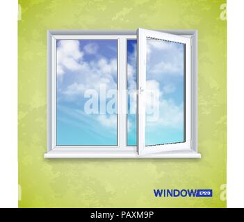 Realistic open plastic window Stock Vector