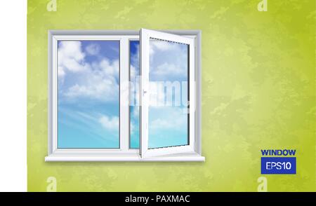 Realistic open plastic window Stock Vector
