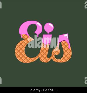 German word ice in decorative wafer and ice cream style, vector illustration Stock Vector