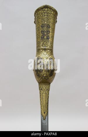 Gauntlet Sword (Pata) with Scabbard. Culture: hilt, Indian; blade, European. Dimensions: L. with scabbard 48 1/2 in. (123.2 cm); L. without scabbard 47 1/2 in. (120.7 cm); W. 4 in. (10.2 cm); D. 3 3/8 in. (8.6 cm); Wt. 3 lb. (1360.8 g); Wt. of scabbard 3.5 oz. (99.2 g). Date: 18th-19th century. Museum: Metropolitan Museum of Art, New York, USA. Stock Photo