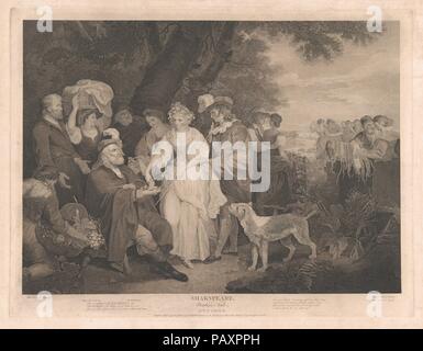 Florizel, Perdita, etc. in the Shepherd's Cot (Shakespeare, Winter's Tale, Act 4, Scene 3). Artist: After Francis Wheatley (British, London 1747-1801 London). Dimensions: Plate: 19 × 25 3/16 in. (48.2 × 64 cm)  Sheet: 20 5/8 × 26 5/8 in. (52.4 × 67.7 cm). Engraver: James Fittler (British, London 1758-1835 Middlesex). Publisher: John & Josiah Boydell (British, 1786-1804). Series/Portfolio: Boydell's Shakespeare Gallery. Subject: William Shakespeare (British, Stratford-upon-Avon 1564-1616 Stratford-upon-Avon). Date: 1792. Museum: Metropolitan Museum of Art, New York, USA. Stock Photo