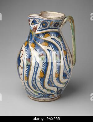 Armorial Jug (boccale). Culture: Italian, Tuscany, Cafaggiolo or Montelupo. Dimensions: H. 13 9/16 in. (34.5 cm). Date: 1506. Museum: Metropolitan Museum of Art, New York, USA. Stock Photo