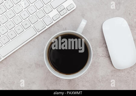 Computer keyboard mouse on marble background Stock Photo