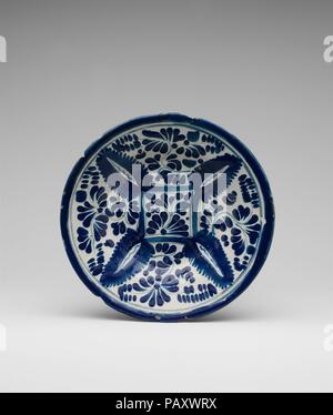 Plate. Culture: Mexican. Dimensions: Diam. 7 1/4 in. (18.4 cm). Date: ca. 1800. Museum: Metropolitan Museum of Art, New York, USA. Stock Photo