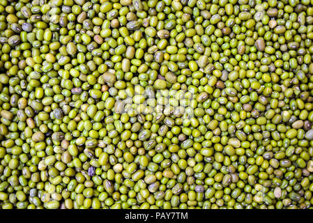 Dry uncooked Mung beans texture background. flat lay, copy space Stock Photo