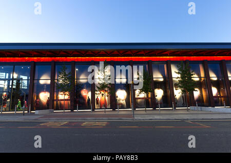 Liverpool Football Clubs stunning new mega store opened in 2018 forms part of the clubs regeneration of the Anfield stadium. Stock Photo