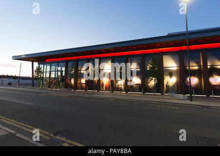 Liverpool Football Clubs stunning new mega store opened in 2018 forms part of the clubs regeneration of the Anfield stadium. Stock Photo