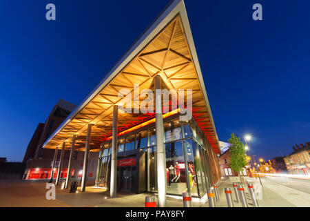 Liverpool Football Clubs stunning new mega store opened in 2018 forms part of the clubs regeneration of the Anfield stadium. Stock Photo