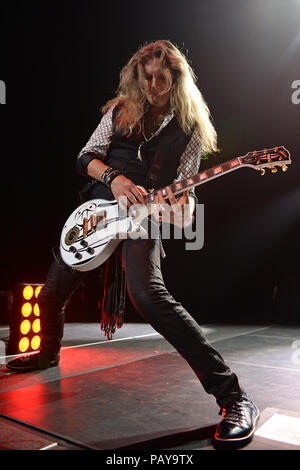 HOLLYWOOD FL - AUGUST 05: Joel Hoekstra, Reb Beach and Michael Devin of Whitesnake perform at Hard Rock Live held at the Seminole Hard Rock Hotel & Casino on August 5, 2015 in Hollywood, Florida  People:  Joel Hoekstra Stock Photo