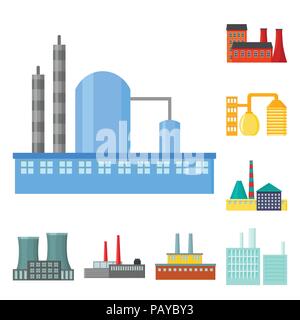 Factory and facilities cartoon icons in set collection for design. Factory and equipment vector symbol stock  illustration. Stock Vector