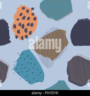 Collage contemporary abstract berries seamless retro pattern Stock Vector