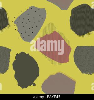 Collage contemporary abstract berries seamless lemon pattern Stock Vector