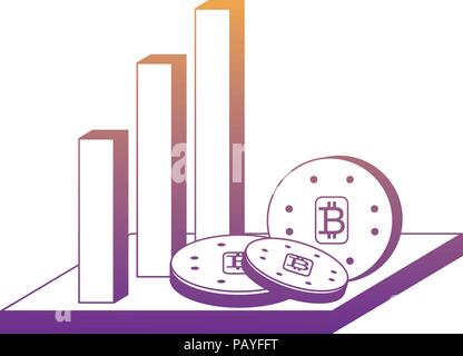 bar chart and cryptocoins  icon over white background, vector illustration Stock Vector