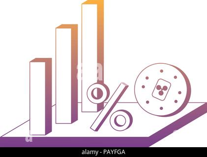 bar chart and cryptocoins  icon over white background, vector illustration Stock Vector