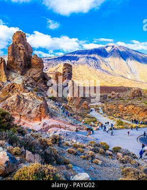 Aerial view over the famous Cinchado Garcia stone in summer holiday, Tenerife National Park - Spain Stock Photo