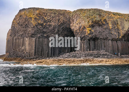 The island of Staffa and Fingals cave. Boat Cave on the left. Argyll Scotland.