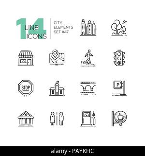 City elements - set of line design style icons Stock Vector