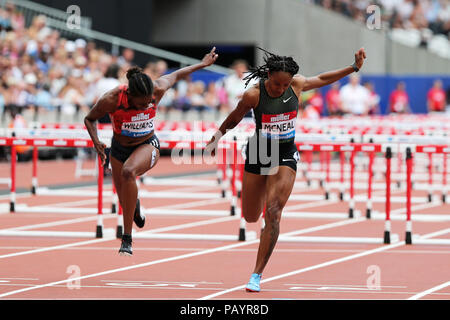 Brianna McNeal running the 100m hurdles at the 2019 World Athletics ...