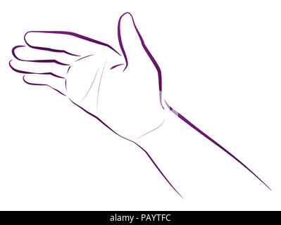 Hand giving blessing. Religious and spiritual gesture - illustration on white background. Stock Photo