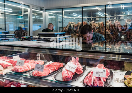 Butcher shop meat counter Stock Photo