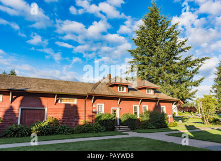 Heritage Train Station,  Qualicum Beach,  British Columbia, Canada. Stock Photo