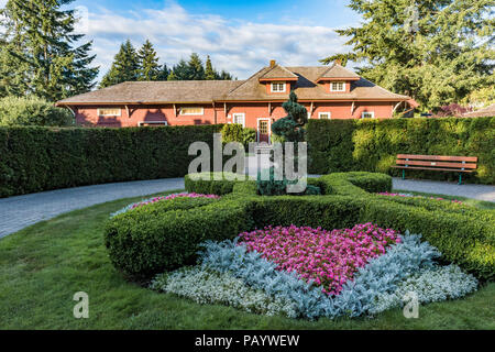 Heritage Train Station,  Qualicum Beach,  British Columbia, Canada. Stock Photo