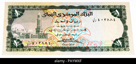 VELIKIE LUKI, RUSSIA - JULY 30, 2015: 1 Yemeni rial bank note. Rial is the national currency of Yemen Stock Photo