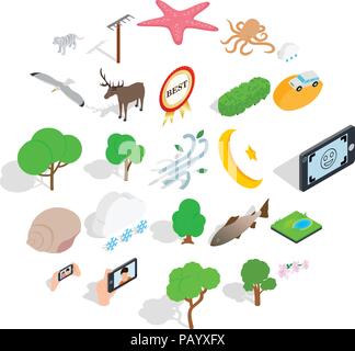 Sanctuary icons set, isometric style Stock Vector