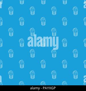 Resume thrown away in the trash can pattern vector seamless blue Stock Vector