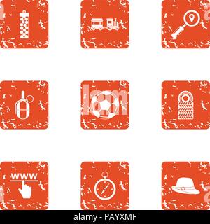 Mutiny icons set, grunge style Stock Vector
