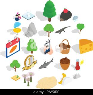 Reservation icons set, isometric style Stock Vector